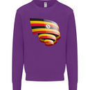 Curled Uganda Flag Ugandan Day Football Kids Sweatshirt Jumper Purple