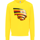 Curled Uganda Flag Ugandan Day Football Kids Sweatshirt Jumper Yellow