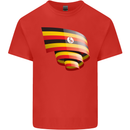 Curled Uganda Flag Ugandan Day Football Kids T-Shirt Childrens Red