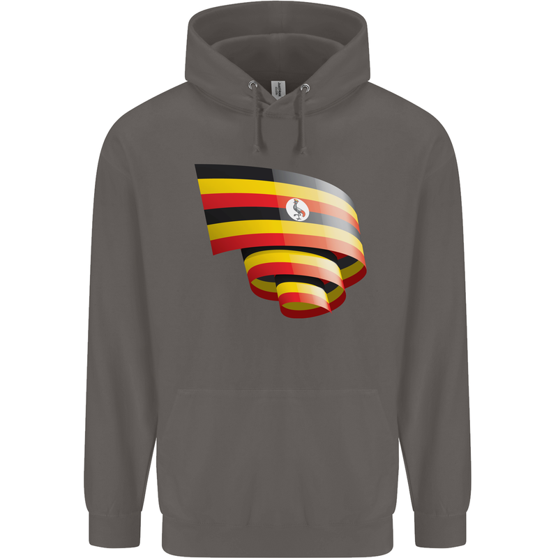 Curled Uganda Flag Ugandan Day Football Mens 80% Cotton Hoodie Charcoal
