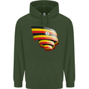 Curled Uganda Flag Ugandan Day Football Mens 80% Cotton Hoodie Forest Green