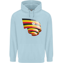 Curled Uganda Flag Ugandan Day Football Mens 80% Cotton Hoodie Light Blue