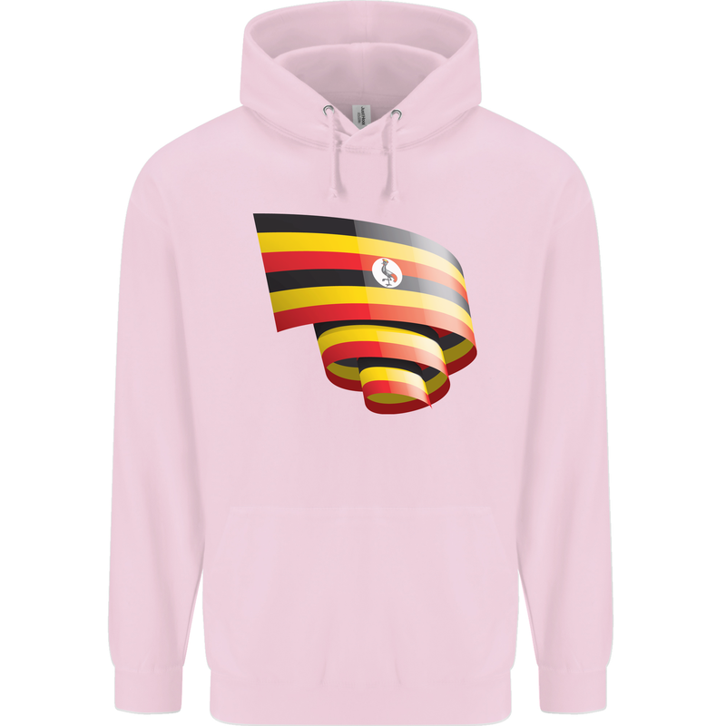 Curled Uganda Flag Ugandan Day Football Mens 80% Cotton Hoodie Light Pink
