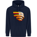 Curled Uganda Flag Ugandan Day Football Mens 80% Cotton Hoodie Navy Blue