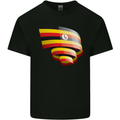 Curled Uganda Flag Ugandan Day Football Mens Cotton T-Shirt Tee Top Black