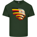 Curled Uganda Flag Ugandan Day Football Mens Cotton T-Shirt Tee Top Forest Green