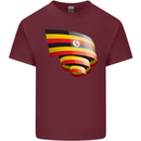 Curled Uganda Flag Ugandan Day Football Mens Cotton T-Shirt Tee Top Maroon