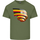 Curled Uganda Flag Ugandan Day Football Mens Cotton T-Shirt Tee Top Military Green