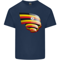 Curled Uganda Flag Ugandan Day Football Mens Cotton T-Shirt Tee Top Navy Blue