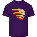 Curled Uganda Flag Ugandan Day Football Mens Cotton T-Shirt Tee Top Purple