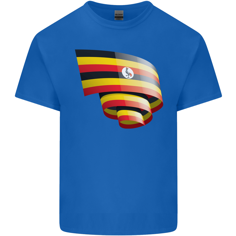 Curled Uganda Flag Ugandan Day Football Mens Cotton T-Shirt Tee Top Royal Blue