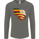 Curled Uganda Flag Ugandan Day Football Mens Long Sleeve T-Shirt Charcoal
