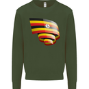 Curled Uganda Flag Ugandan Day Football Mens Sweatshirt Jumper Forest Green