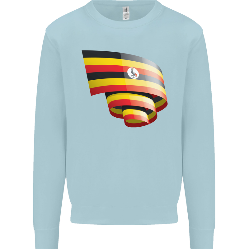 Curled Uganda Flag Ugandan Day Football Mens Sweatshirt Jumper Light Blue