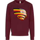 Curled Uganda Flag Ugandan Day Football Mens Sweatshirt Jumper Maroon
