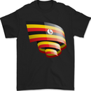 Curled Uganda Flag Ugandan Day Football Mens T-Shirt 100% Cotton Black