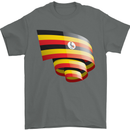 Curled Uganda Flag Ugandan Day Football Mens T-Shirt 100% Cotton Charcoal