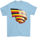 Curled Uganda Flag Ugandan Day Football Mens T-Shirt 100% Cotton Light Blue