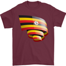 Curled Uganda Flag Ugandan Day Football Mens T-Shirt 100% Cotton Maroon