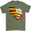 Curled Uganda Flag Ugandan Day Football Mens T-Shirt 100% Cotton Military Green