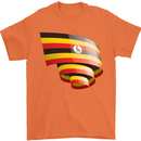 Curled Uganda Flag Ugandan Day Football Mens T-Shirt 100% Cotton Orange