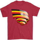 Curled Uganda Flag Ugandan Day Football Mens T-Shirt 100% Cotton Red
