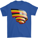 Curled Uganda Flag Ugandan Day Football Mens T-Shirt 100% Cotton Royal Blue