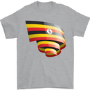 Curled Uganda Flag Ugandan Day Football Mens T-Shirt 100% Cotton Sports Grey