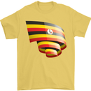 Curled Uganda Flag Ugandan Day Football Mens T-Shirt 100% Cotton Yellow