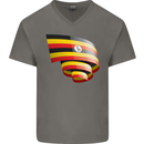 Curled Uganda Flag Ugandan Day Football Mens V-Neck Cotton T-Shirt Charcoal