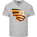 Curled Uganda Flag Ugandan Day Football Mens V-Neck Cotton T-Shirt Sports Grey