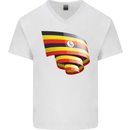 Curled Uganda Flag Ugandan Day Football Mens V-Neck Cotton T-Shirt White