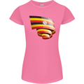Curled Uganda Flag Ugandan Day Football Womens Petite Cut T-Shirt Azalea