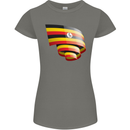 Curled Uganda Flag Ugandan Day Football Womens Petite Cut T-Shirt Charcoal