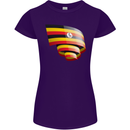 Curled Uganda Flag Ugandan Day Football Womens Petite Cut T-Shirt Purple