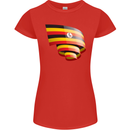 Curled Uganda Flag Ugandan Day Football Womens Petite Cut T-Shirt Red