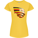 Curled Uganda Flag Ugandan Day Football Womens Petite Cut T-Shirt Yellow