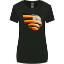 Curled Uganda Flag Ugandan Day Football Womens Wider Cut T-Shirt Black