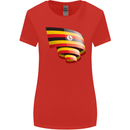 Curled Uganda Flag Ugandan Day Football Womens Wider Cut T-Shirt Red
