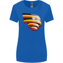Curled Uganda Flag Ugandan Day Football Womens Wider Cut T-Shirt Royal Blue