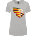 Curled Uganda Flag Ugandan Day Football Womens Wider Cut T-Shirt Sports Grey