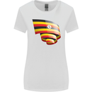 Curled Uganda Flag Ugandan Day Football Womens Wider Cut T-Shirt White