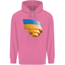 Curled Ukraine Flag Ukrainian Day Football Childrens Kids Hoodie Azalea