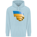 Curled Ukraine Flag Ukrainian Day Football Childrens Kids Hoodie Light Blue