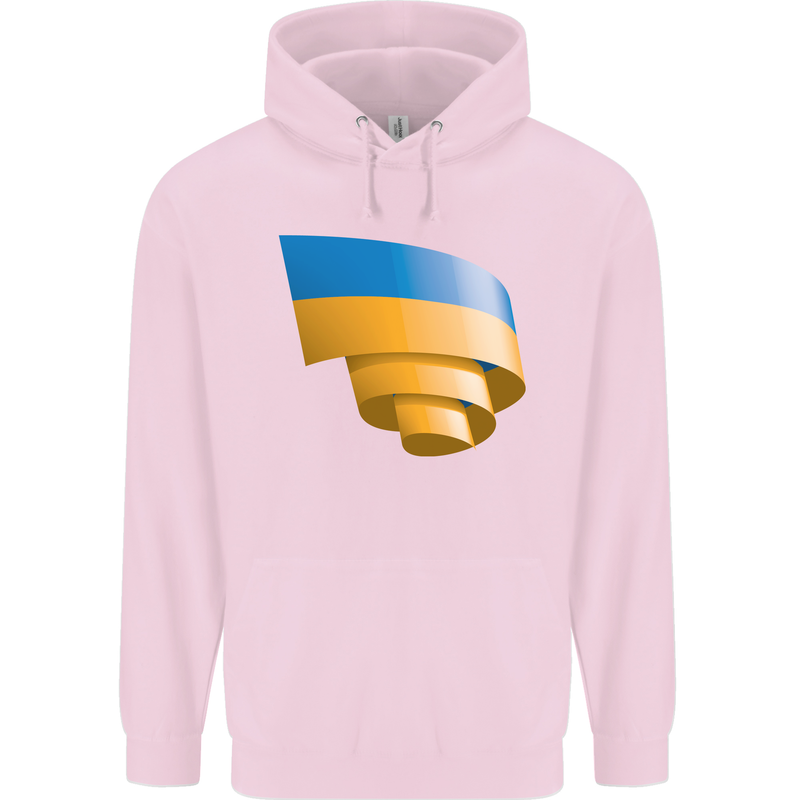 Curled Ukraine Flag Ukrainian Day Football Childrens Kids Hoodie Light Pink