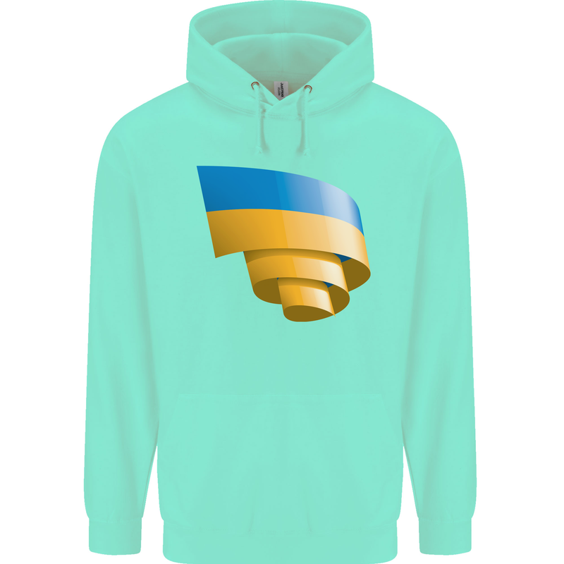 Curled Ukraine Flag Ukrainian Day Football Childrens Kids Hoodie Peppermint