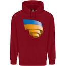 Curled Ukraine Flag Ukrainian Day Football Childrens Kids Hoodie Red