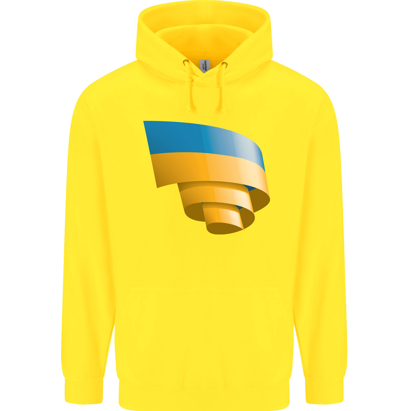 Curled Ukraine Flag Ukrainian Day Football Childrens Kids Hoodie Yellow