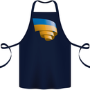 Curled Ukraine Flag Ukrainian Day Football Cotton Apron 100% Organic Navy Blue