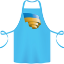 Curled Ukraine Flag Ukrainian Day Football Cotton Apron 100% Organic Turquoise